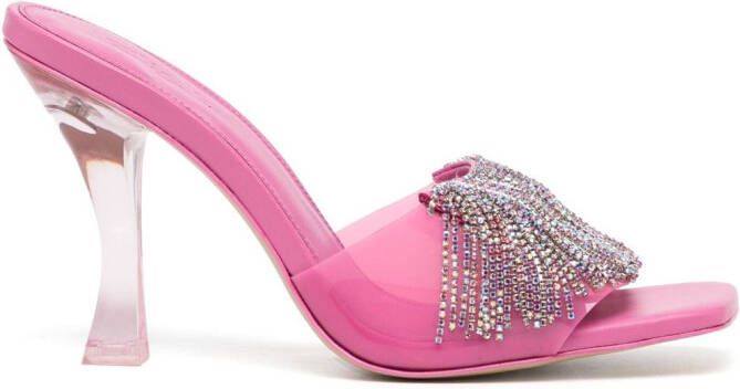 Cult Gaia 120mm crystal-embellished open-toe mules Pink
