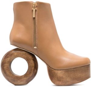 Cult Gaia cut-out heel 110mm ankle boots Brown