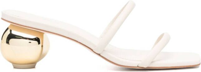 Cult Gaia Leora 70mm leather mules White