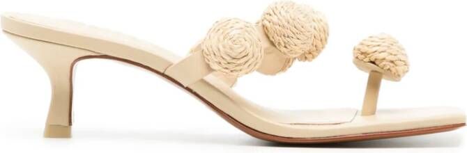 Cult Gaia Sarina raffia-appliqué sandals Neutrals