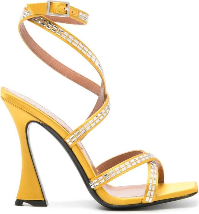 D'ACCORI 100mm Carre crystal-embellished sandals Yellow