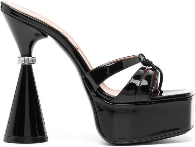 D'ACCORI 150mm leather platform sandals Black