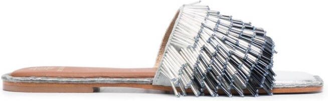 DE SIENA SHOES 15mm beaded slip-on sandals Silver