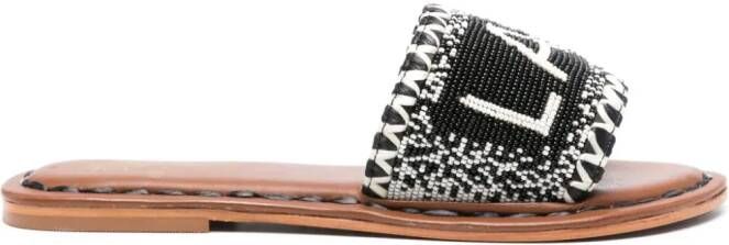 DE SIENA SHOES bead-embellished leather sandals Black