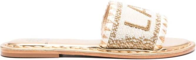 DE SIENA SHOES bead-embellished leather sandals Gold