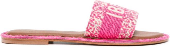 DE SIENA SHOES Ibiza beaded slide sandals Pink
