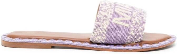 DE SIENA SHOES Miami beaded leather sandals Purple