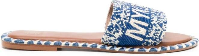 DE SIENA SHOES Mykonos beaded leather sandals Blue