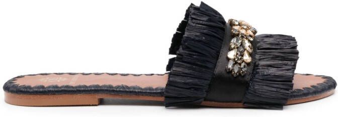 DE SIENA SHOES Semira bead-embellished flat slides Black