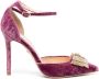 Dee Ocleppo Bow 105mm velvet pumps Purple - Thumbnail 1