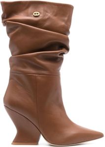 Dee Ocleppo curve-heel 100mm pointed boots Brown