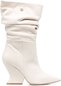 Dee Ocleppo curve-heel 100mm pointed boots Neutrals