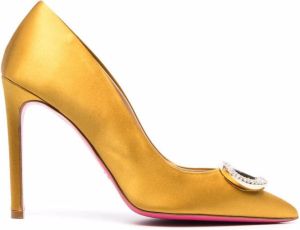 Dee Ocleppo embellished-buckle satin pumps Yellow