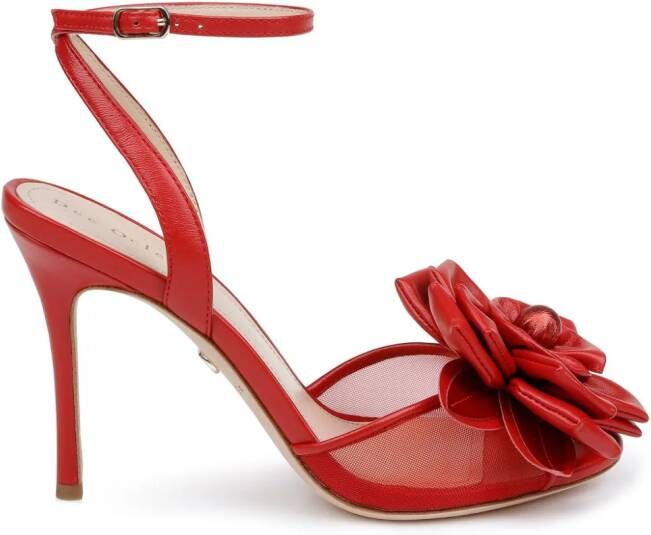 Dee Ocleppo England appliquéd leather sandals Red