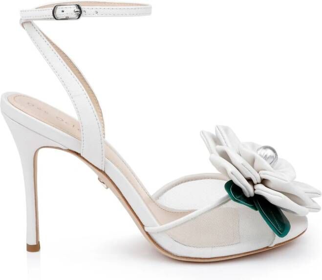 Dee Ocleppo England appliquéd leather sandals White