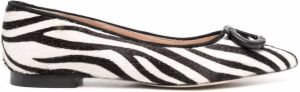 Dee Ocleppo Jungle zebra-print ballerina shoes White