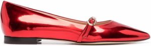 Dee Ocleppo metallic-effect leather ballerina shoes Red