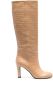 Del Carlo 115mm croco-embossed knee-length boots Neutrals - Thumbnail 1