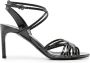 Del Carlo 85mm snakeskin-effect sandals Black - Thumbnail 1