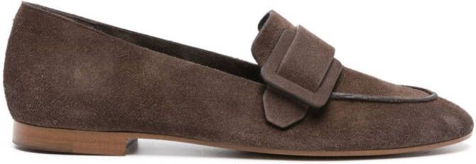 Del Carlo buckle-detail suede loafers Brown