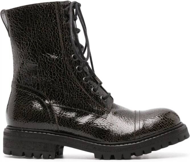 Del Carlo crinkle-finish lace-up boots Black