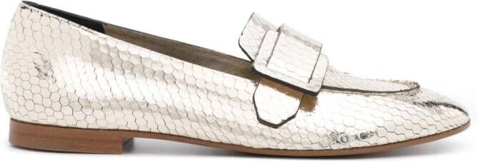 Del Carlo snakeskin-effect leather loafers Gold