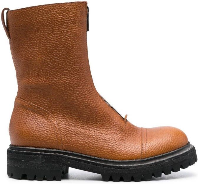 Del Carlo zipped ankle leather boots Brown