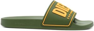 Diesel 3D-logo pool slides Green