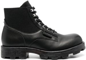 Diesel 40mm leather combat boots Black