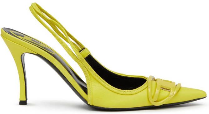 Diesel D-Venus 80mm leather slingback pumps Yellow