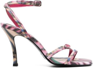 Diesel abstract-print 90mm heeled sandals Pink