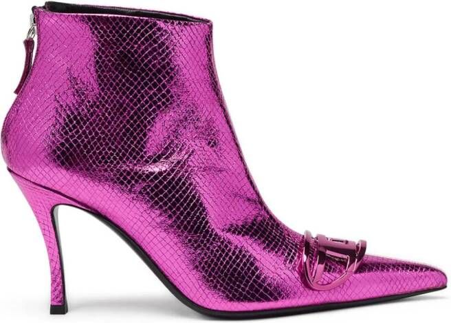 Diesel D-Venus 80mm leather ankle boots Pink