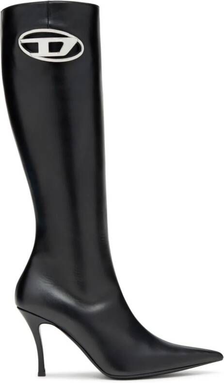 Diesel D-Venus logo-plaque leather boots Black