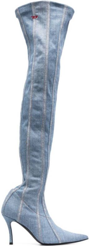 Diesel D-Venus denim 100mm knee boots Blue