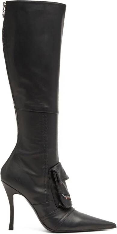 Diesel D-Venus Pocket leather knee-high boots Brown