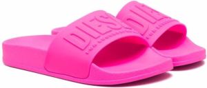 Diesel Kids logo-embossed slides Pink