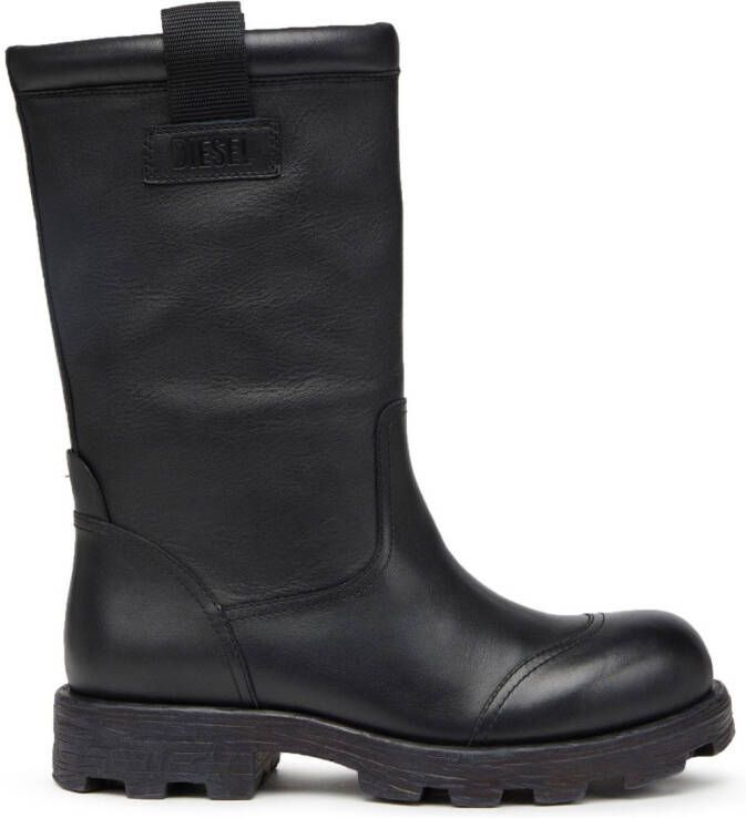 Diesel D-Hammer Hb logo-appliqué leather boots Black
