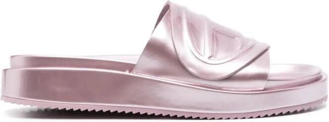 Diesel Oval D metallic slide Pink