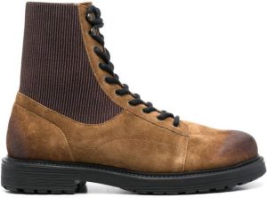 Diesel ribbed-panel combat boots Brown