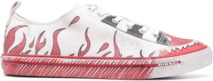 Diesel S-Athos sketch-style flame-print sneakers White