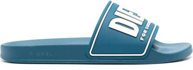 Diesel Sa-Mayemi logo-embossed slides Blue