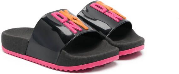 Dkny Kids embossed-logo open-toe slides Black