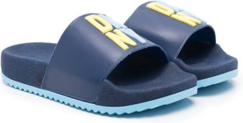 Dkny Kids embossed-logo open-toe slides Blue
