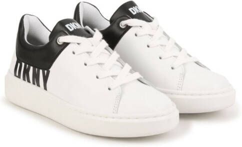 Dkny Kids logo-print lace-up leather sneakers White