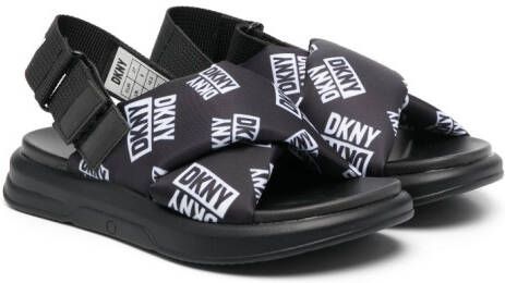 Dkny Kids logo-print open-toe slides Black