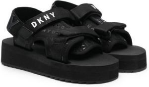 Dkny Kids logo tape flatform sandals Black