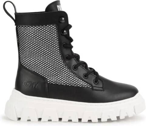 Dkny Kids mesh-panel leather ankle boots Black