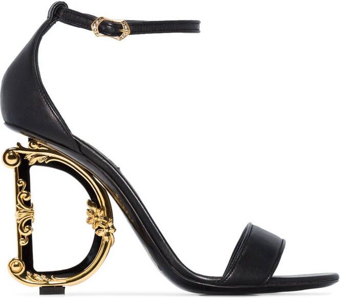Dolce & Gabbana Baroque DG 105mm leather sandals Black