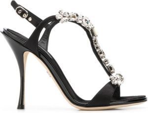 Dolce & Gabbana 105mm Keira satin embroidered sandals Black