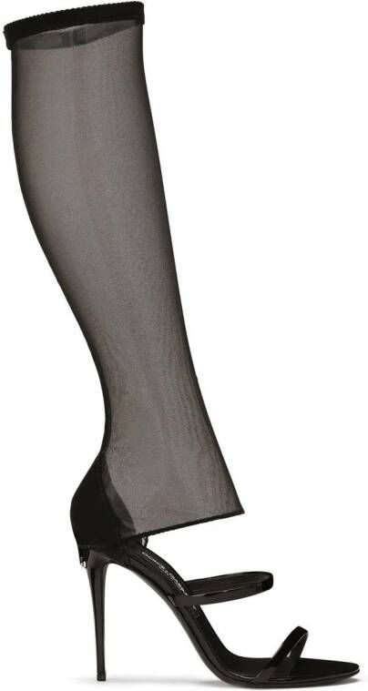 Dolce & Gabbana 105mm knee-high tulle sandals Black